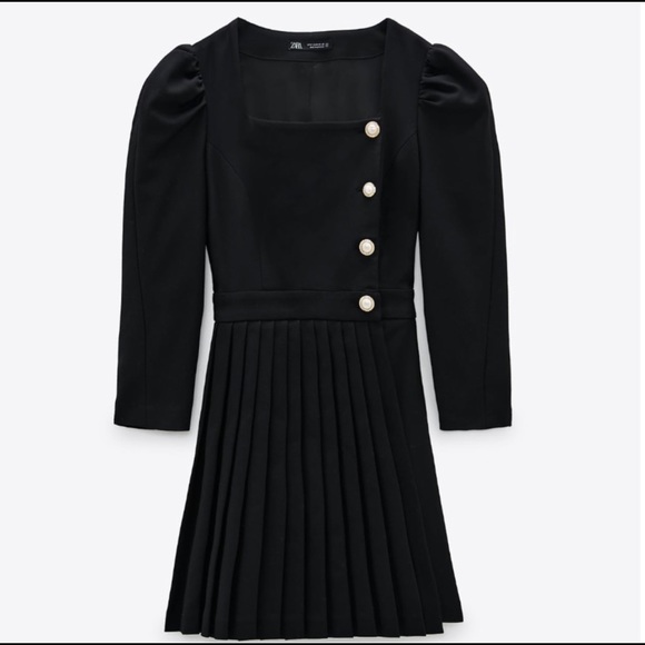 ZARA Box Pleat Blazer Dress Black - Picture 4 of 6